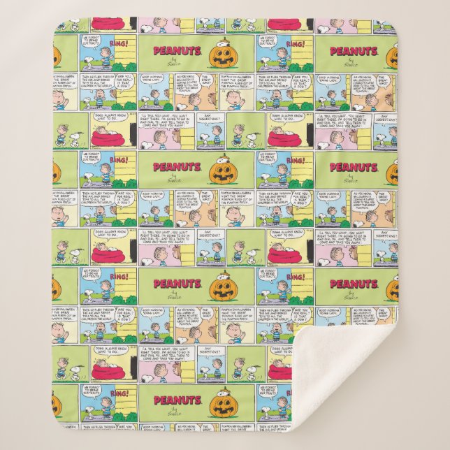 Snoopy & Linus | The Great Pumpkin News Sherpa Blanket (Front)