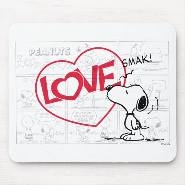 Snoopy "Love" Comic Strip Graphic Mouse Pad (Front)
