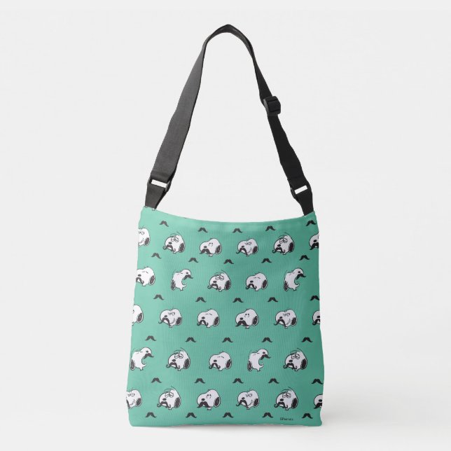 Snoopy Moustaches & Teal Pattern Crossbody Bag (Front)