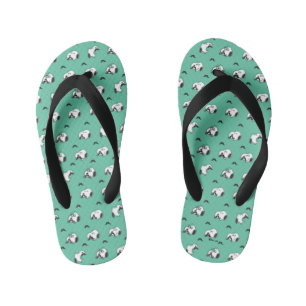 Snoopy Moustaches & Teal Pattern Kid's Flip Flops