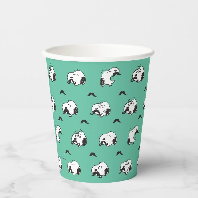 Snoopy Moustaches & Teal Pattern Paper Cups (Front)