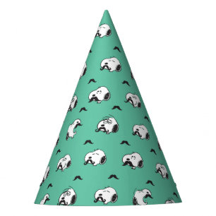 Snoopy Moustaches & Teal Pattern Party Hat