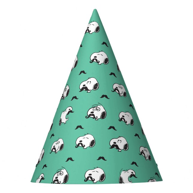 Snoopy Moustaches & Teal Pattern Party Hat (Front)