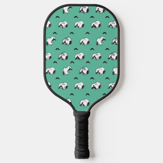 Snoopy Moustaches & Teal Pattern Pickleball Paddle (Front)