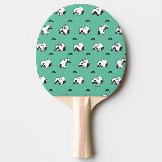 Snoopy Moustaches & Teal Pattern Ping Pong Paddle (Front)