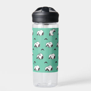 Snoopy Moustaches & Teal Pattern Water Bottle