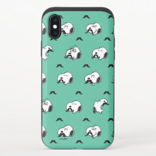 Snoopy Mustaches & Teal Pattern iPhone X Slider Case