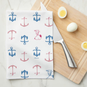 Snoopy Nautical Anchor Pattern Kitchen Towel