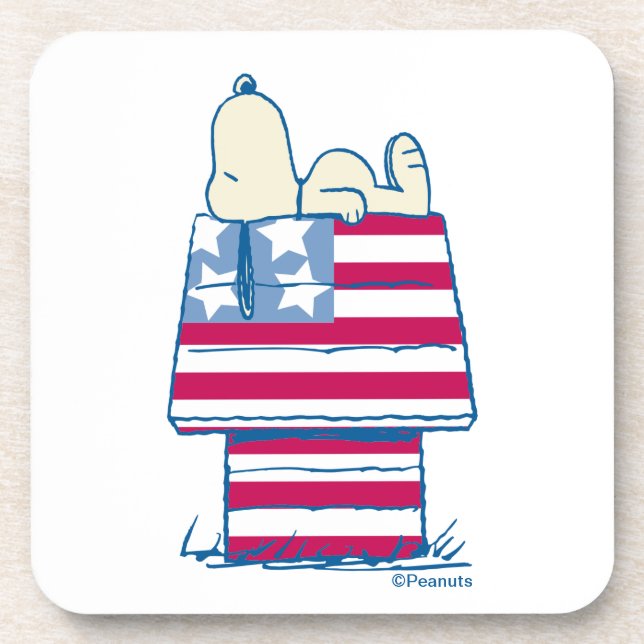 Snoopy on 4th of July Dog House Coaster (Front)