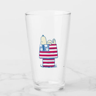 Snoopy on 4th of July Dog House Glass