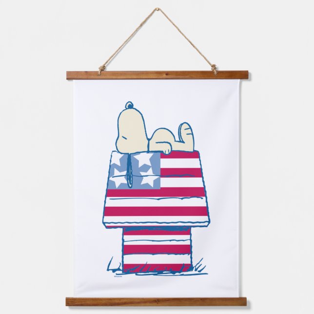 Snoopy on 4th of July Dog House Hanging Tapestry (Front)