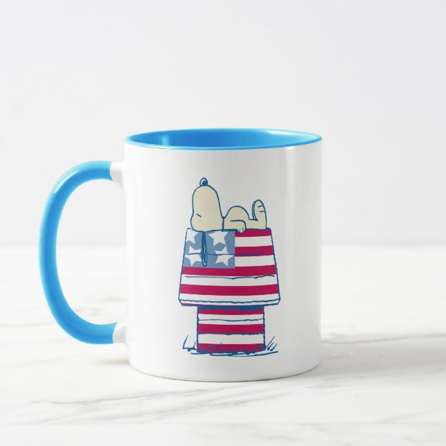 Snoopy on 4th of July Dog House Mug (Left)