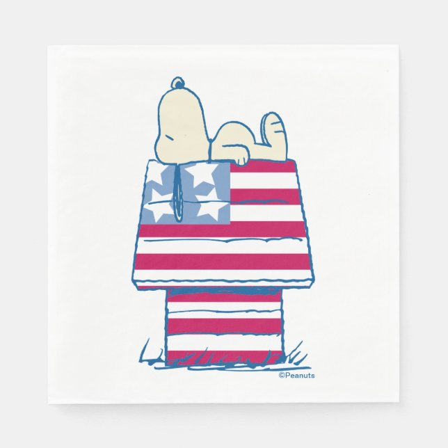 Snoopy on 4th of July Dog House Napkin (Front)