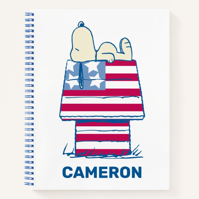 Snoopy on 4th of July Dog House Notebook (Front)