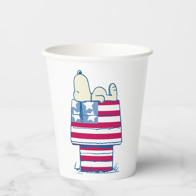 Snoopy on 4th of July Dog House Paper Cups (Front)