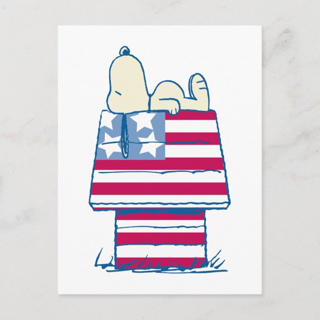 Snoopy on 4th of July Dog House Postcard (Front)