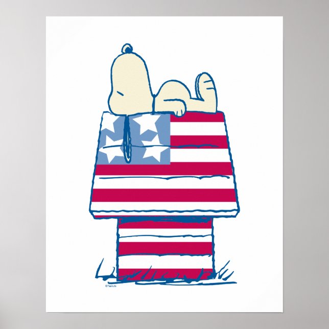Snoopy on 4th of July Dog House Poster (Front)