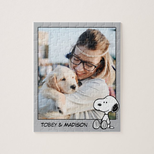 Snoopy on Black White Comics | Add Your Photo Jigsaw Puzzle (Vertical)