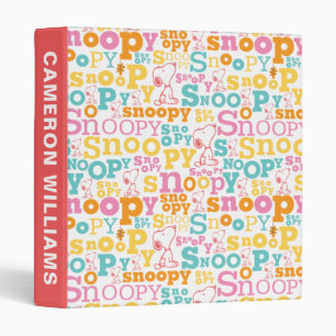 Snoopy Pastel Text Pattern Binder