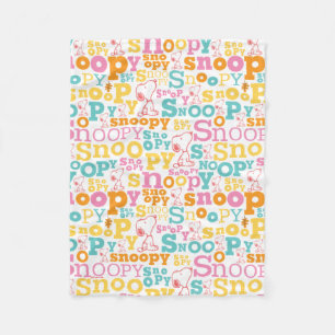 Snoopy Pastel Text Pattern Fleece Blanket