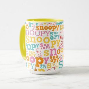 Snoopy Pastel Text Pattern Mug