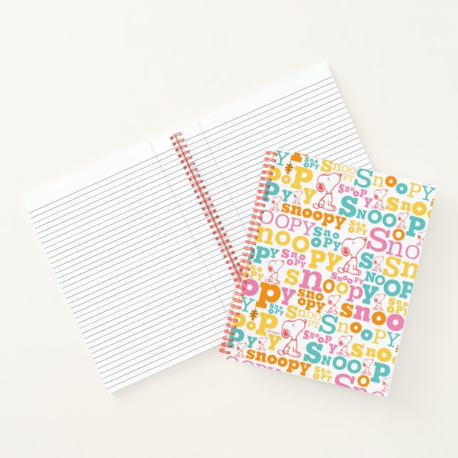 Snoopy Pastel Text Pattern Notebook (Inside)