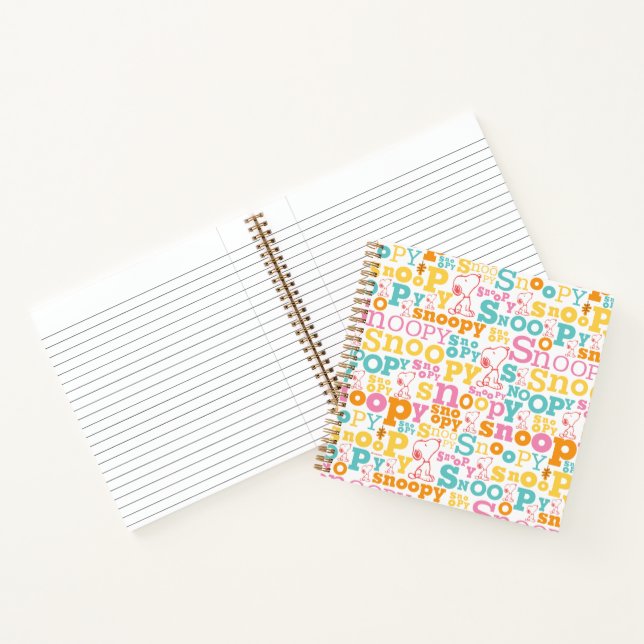 Snoopy Pastel Text Pattern Notebook (Inside)