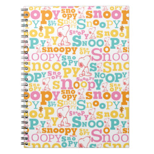 Snoopy Pastel Text Pattern Notebook