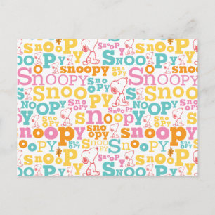 Snoopy Pastel Text Pattern Postcard