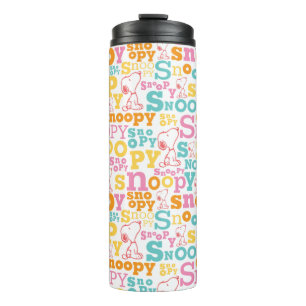 Snoopy Pastel Text Pattern Thermal Tumbler