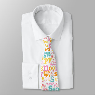 Snoopy Pastel Text Pattern Tie
