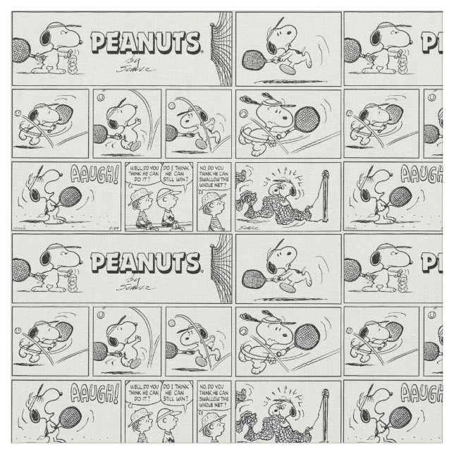 Snoopy Plays Tennis Fabric (Close Up)