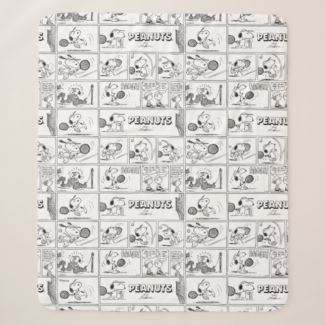 Snoopy Plays Tennis Sherpa Blanket (Front)