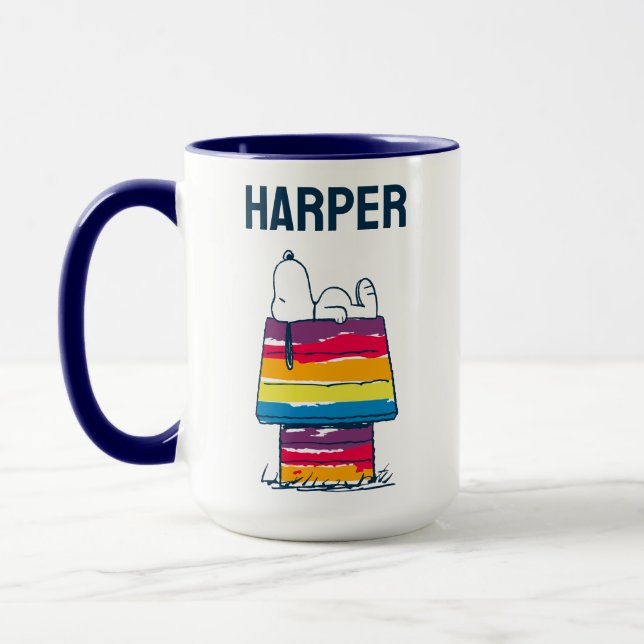 Snoopy | Rainbow Dog House | Add Your Name Mug (Left)