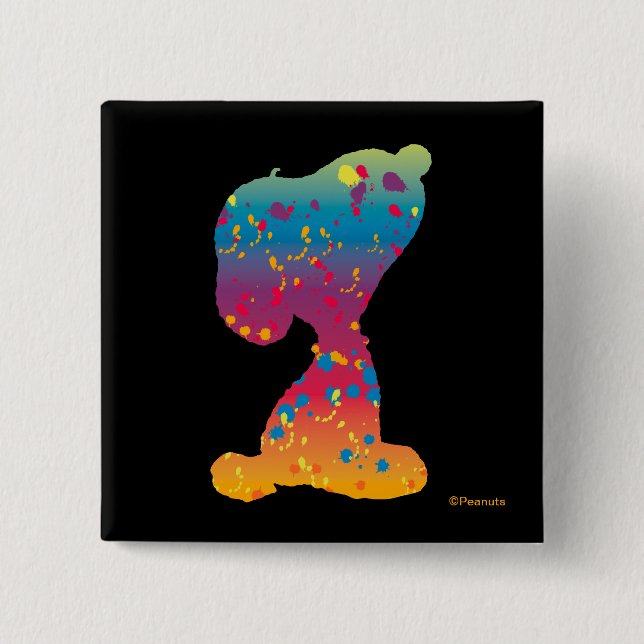 Snoopy Rainbow Graffiti Silhouette 2 Inch Square Button (Front)