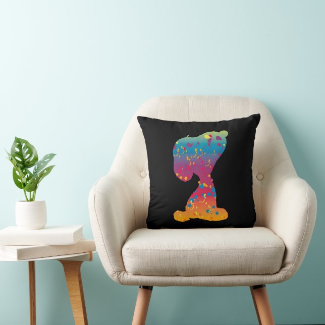 Snoopy Rainbow Graffiti Silhouette Throw Pillow (Chair)