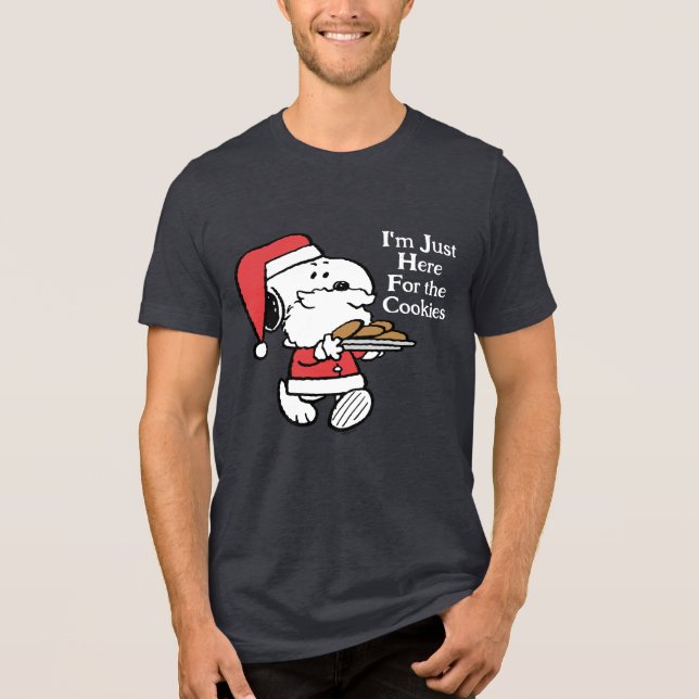 Snoopy Santa | I'm Just Here for the Cookies Tri-Blend Shirt (Front)