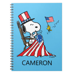 Snoopy Sewing 4th of July Flag Notebook