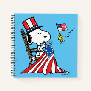 Snoopy Sewing 4th of July Flag Notebook