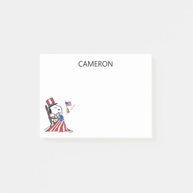 Snoopy Sewing 4th of July Flag Post-it Notes (Front)