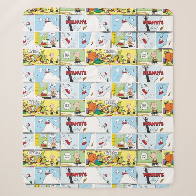 Snoopy Sled Riding Food Dish Sherpa Blanket (Front)