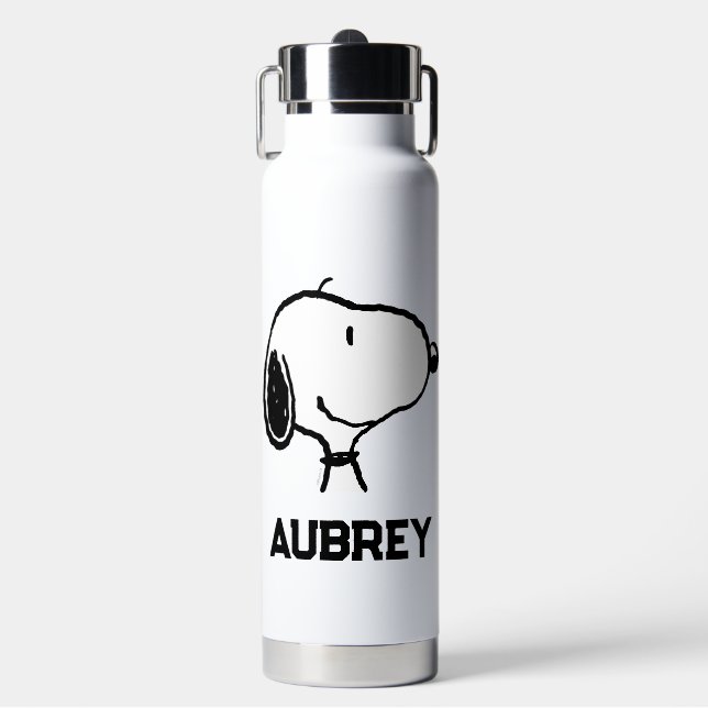 Snoopy Smile Giggle Laugh | Add Your Name Water Bottle (Front)