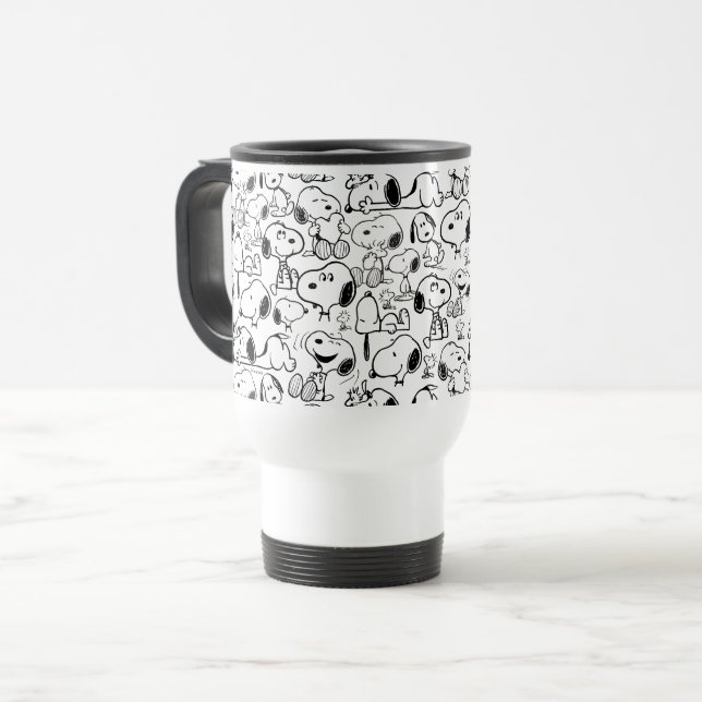 Snoopy Smile Giggle Laugh Pattern Travel Mug (Front Left)