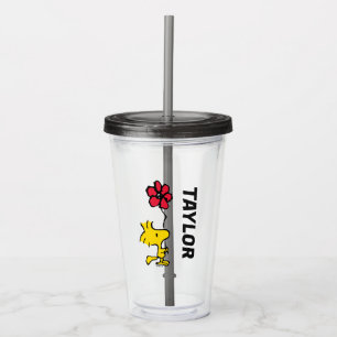 Snoopy So Sweet Flower Pattern Acrylic Tumbler