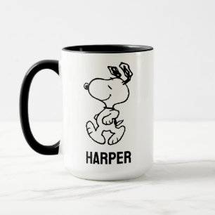 Snoopy So Sweet Flower Pattern   Add Your Name Mug