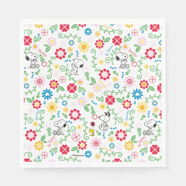 Snoopy So Sweet Flower Pattern Napkin (Front)