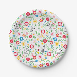 Snoopy So Sweet Flower Pattern Paper Plate