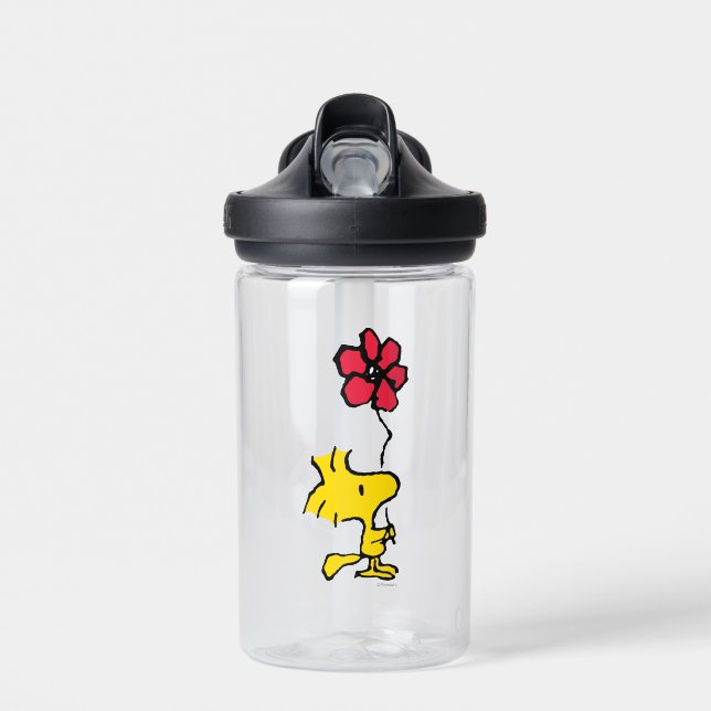 Snoopy So Sweet Flower Pattern Water Bottle (Front)