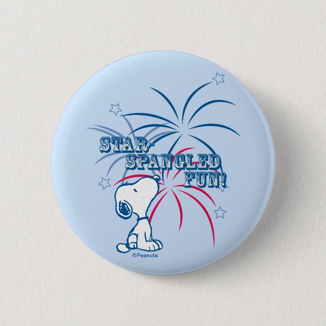 Snoopy Star Spangled Fun 2 Inch Round Button (Front)