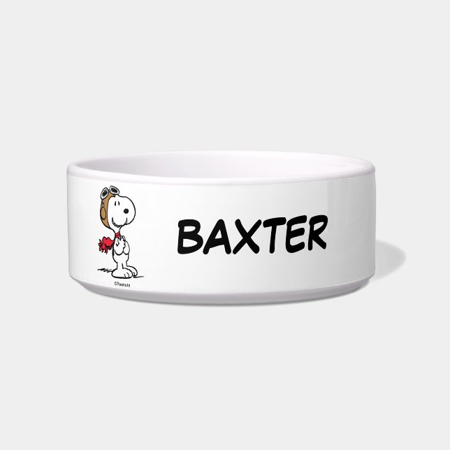Snoopy The Flying Ace | Add Pet Name Bowl (Front)